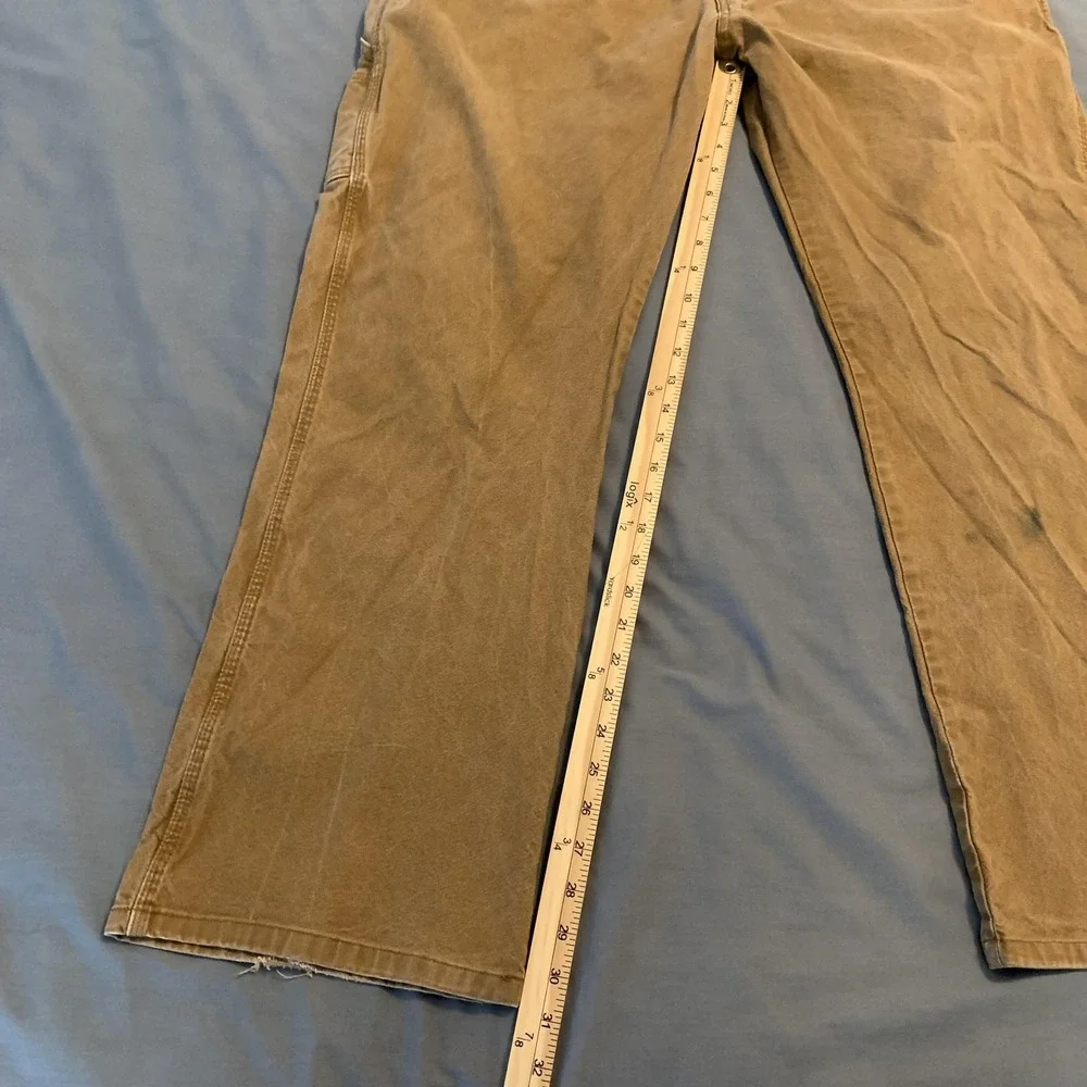 Dickies Carpenter Pants Mens 43x32 Brown Canvas Relaxed Fit Workwear 874 Stretch